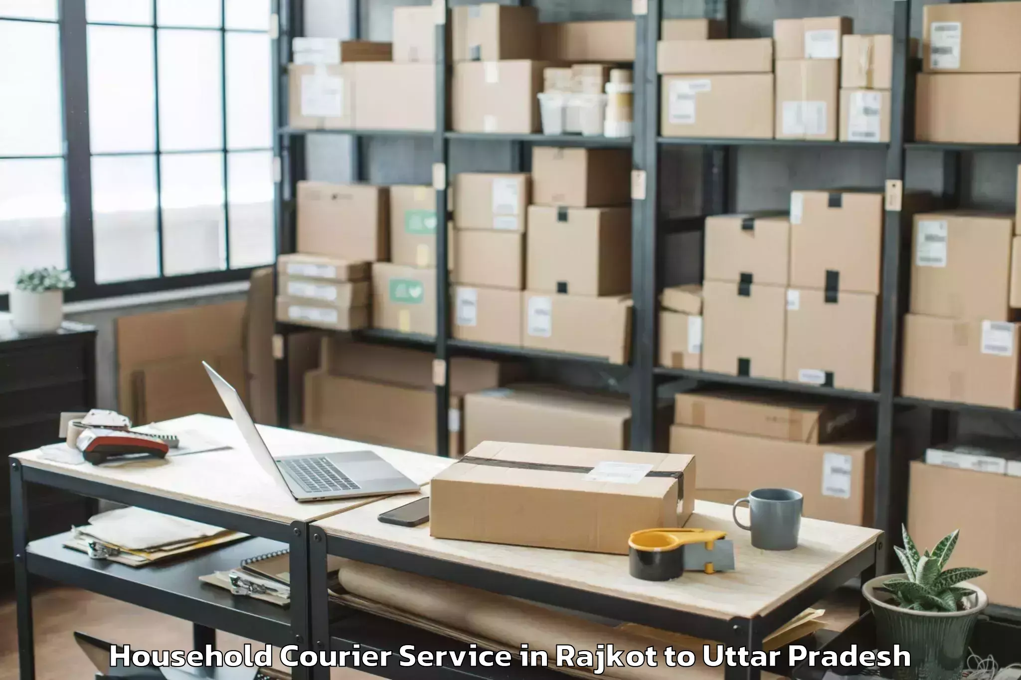 Reliable Rajkot to Sahaswan Household Courier